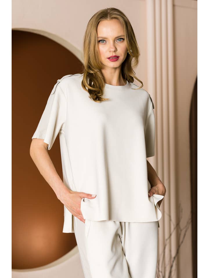 Joh Apparel - Venta al por mayor Jersey corto de punto - Mujer - Top de Crepé Elástico Kate Knit11