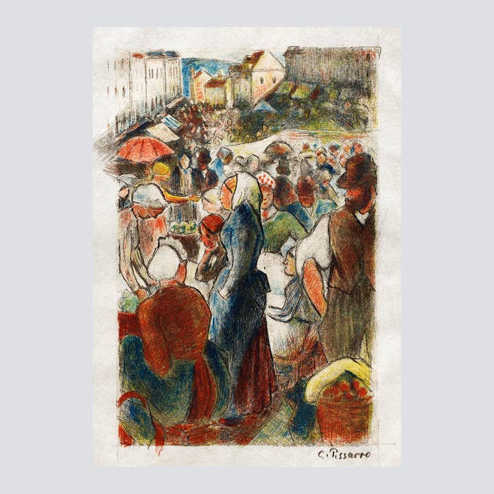 Il mercato a Gisors: Rue Cappeville (ca. 1894-95) Stampa d'arte per la vendita all'ingrosso da parte di Milisima Studio