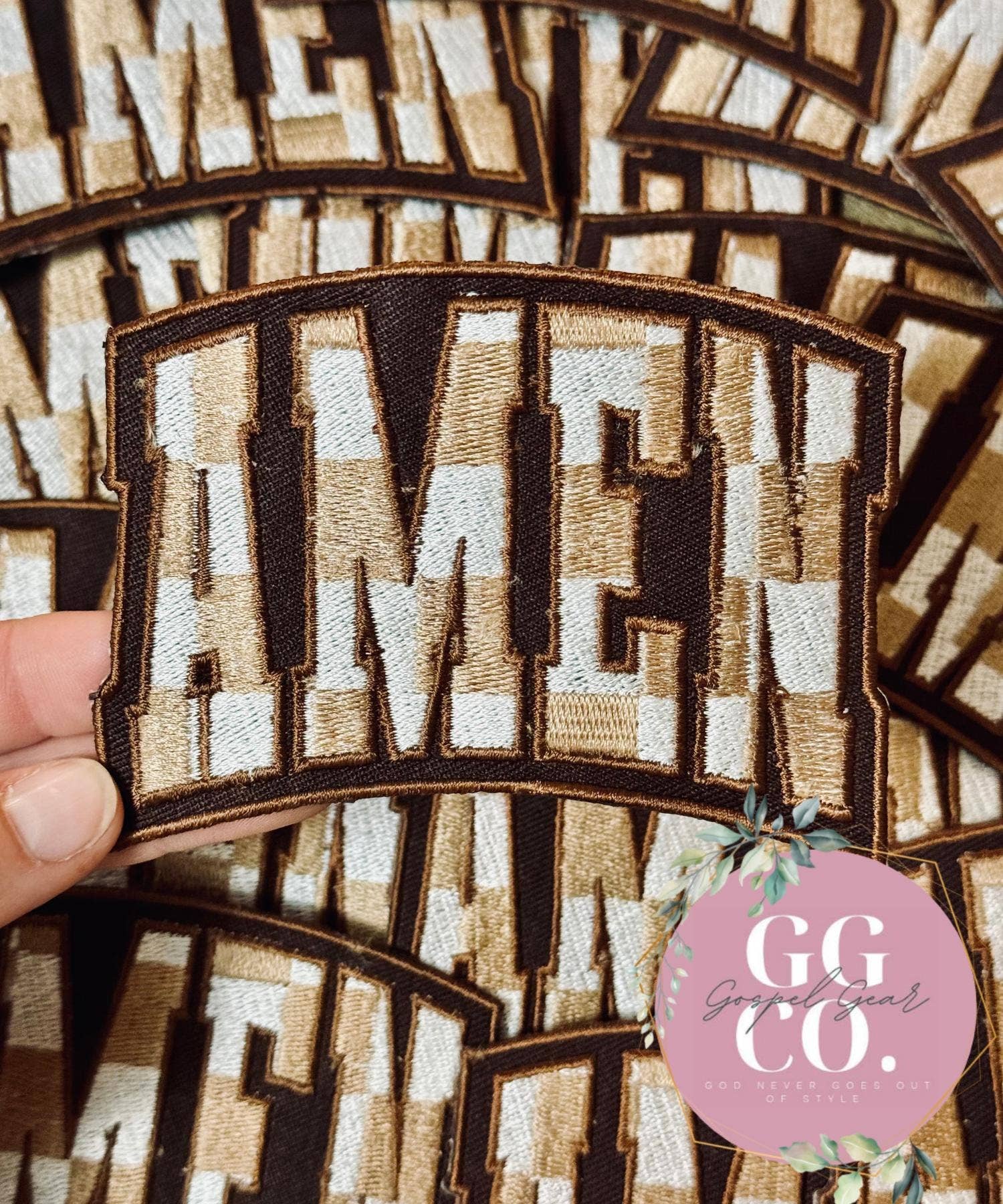 Gospel Gear Co - Wholesale Patch - Amen Checkered Embroidered Patch