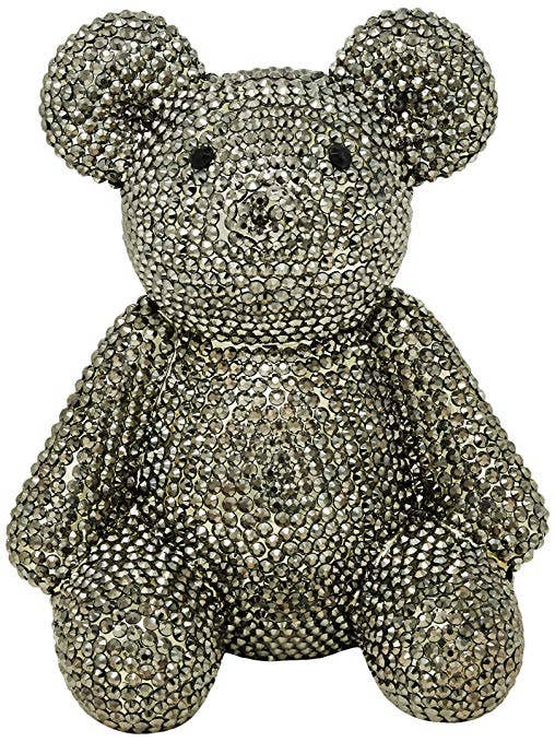 Interior Illusions Plus - Wholesale Money/Piggy Bank - Graphite Rhinestone Bear Piggy Bank  - 8" tall5