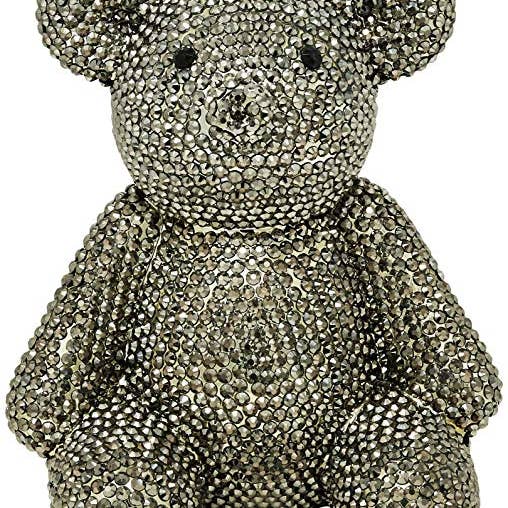 Interior Illusions Plus - Wholesale Money/Piggy Bank - Graphite Rhinestone Bear Piggy Bank - 8" tall5
