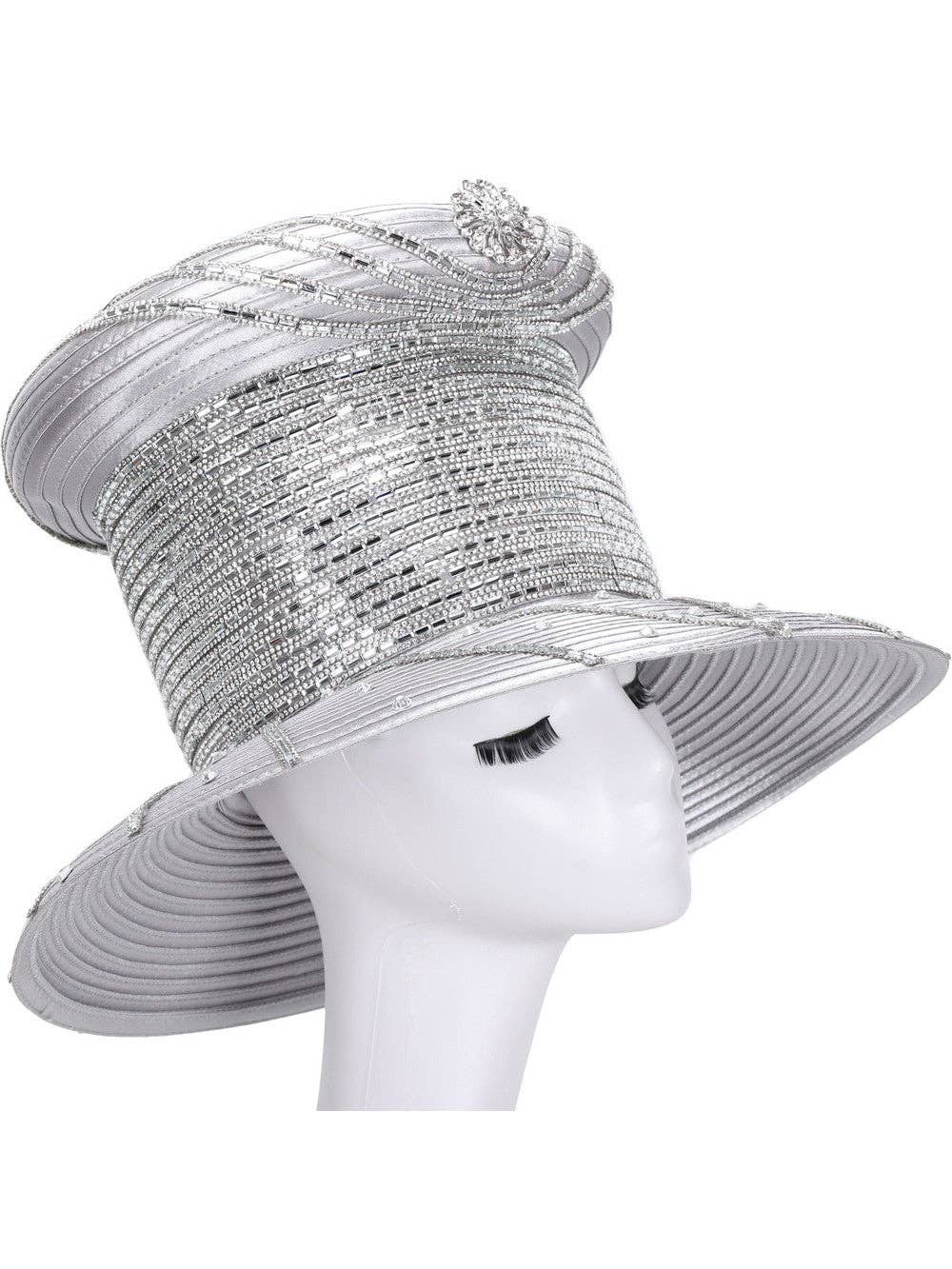 Giovanna – Engroshandel Fascinatorhat - Dame – Hue med høj krone med kraftig stenet mellemkant4