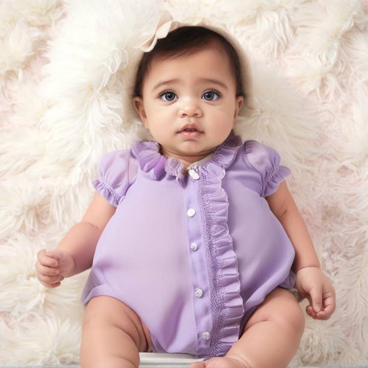 Lila Rynkad Smockad Klänning för wholesale av Hello Bebes!