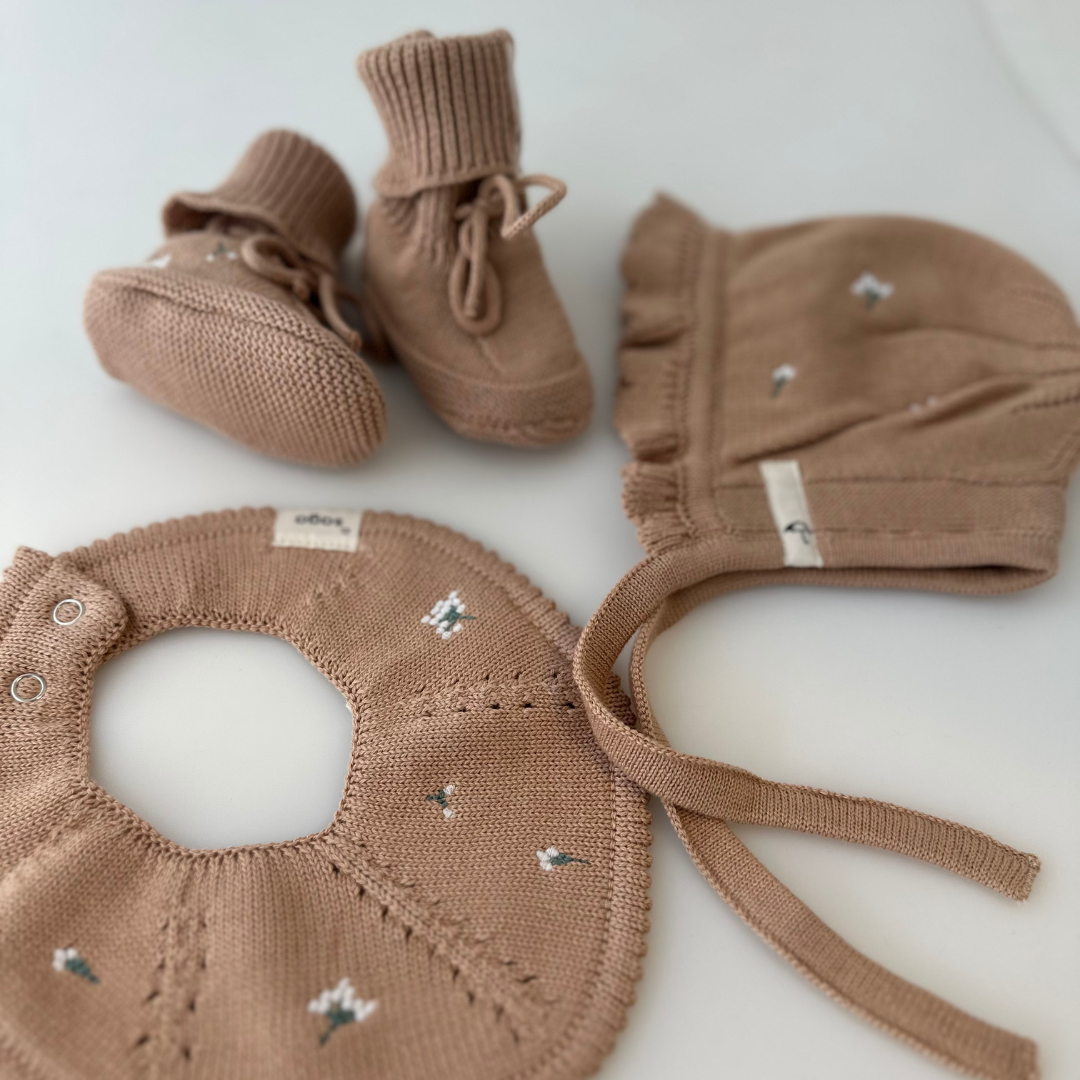 Saga Copenhagen - Vente Bottines – bébé - Chaussons - Coton biologique - Tricotés - Nude & Broderie5