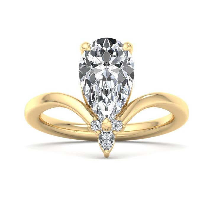 Strahlender gestufter Glanz Birnenförmiger im Labor gezüchteter Diamant Verlobungsring für den Großhandel von Caratina