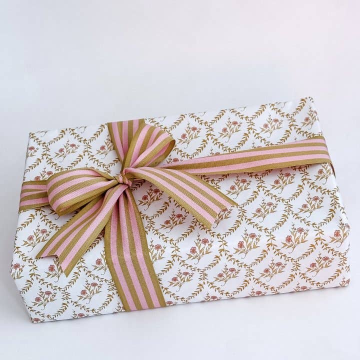 CHIC&PAPER - Wholesale Wrapping Paper Roll - 70cm x 100m Rolls CELOSIA JAZMIN Mustard/Candy Pink0