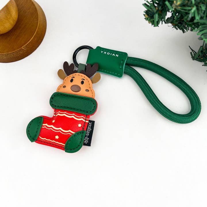 SoapElenGlen - Wholesale Keychain - Women's - Christmas Leather Keychain, Holiday Ornament