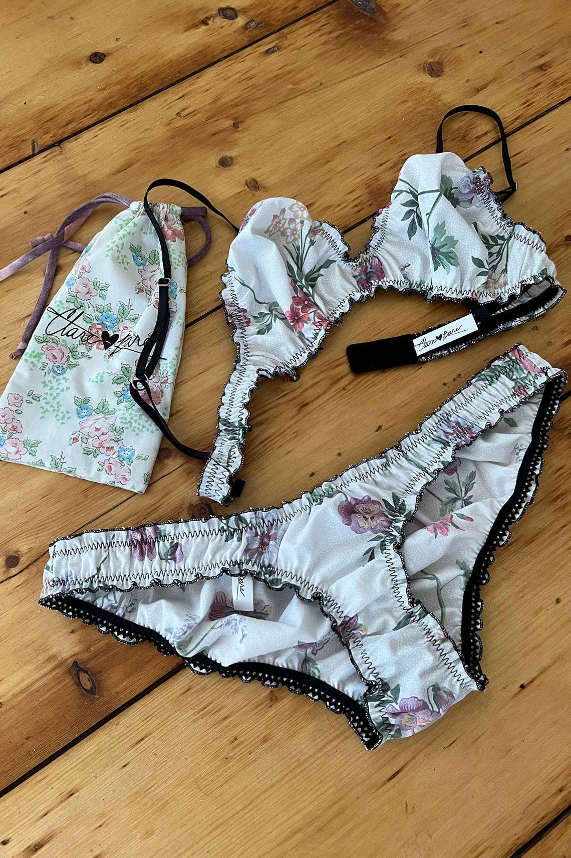 Clare Bare - Wholesale Lingerie Set - Women's - READY TO SHIP Mystery Print Oleander Bralette & Bloomer Set1