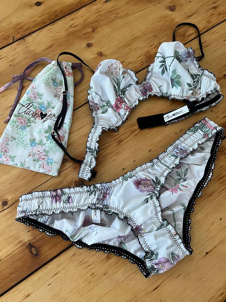 Clare Bare - Wholesale Lingerie Set - Women's - READY TO SHIP Mystery Print Oleander Bralette & Bloomer Set1