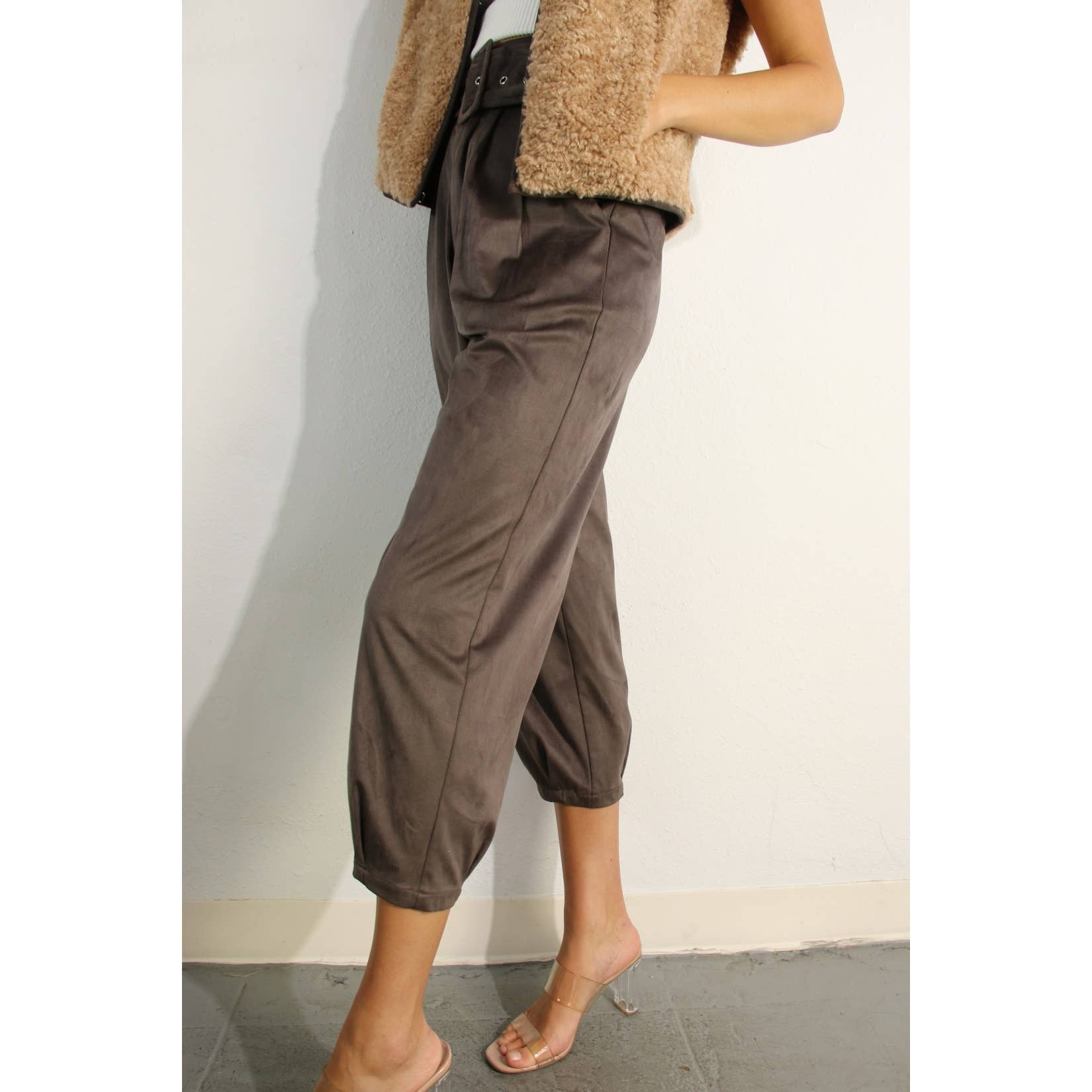 BROWN SUEDE PANTS for wholesale on Faire1