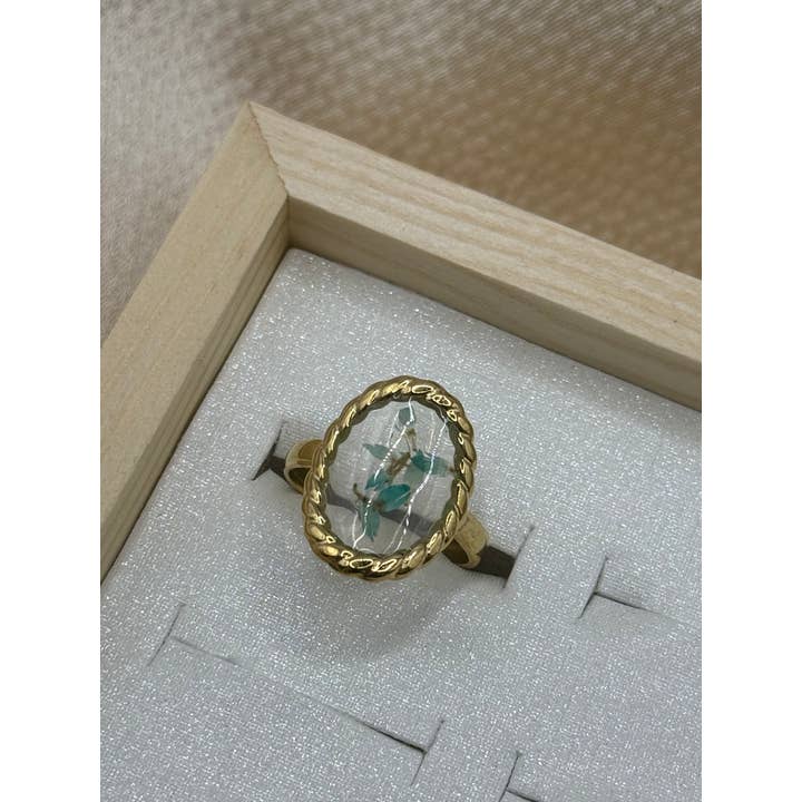 YOLA - Wholesale Cocktail/Statement Ring - Real Flowers Edelstahl Ring5