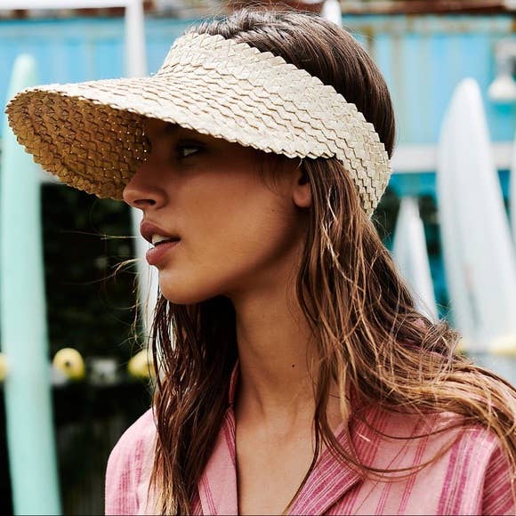 Bali Harvest - Wholesale Visor - Women's - Straw Hat Straw Visor Summer Beach Sun Cap - Adult (White)