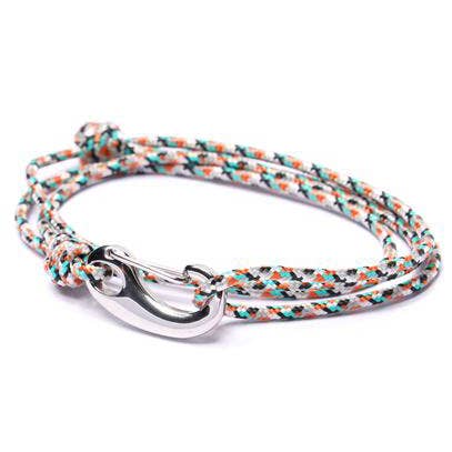 We Are All Smith – Großhandel Gewebtes/geflochtenes Armband – Weiß + orangefarbenes taktisches Kordelarmband für Männer (silberner Verschluss)3