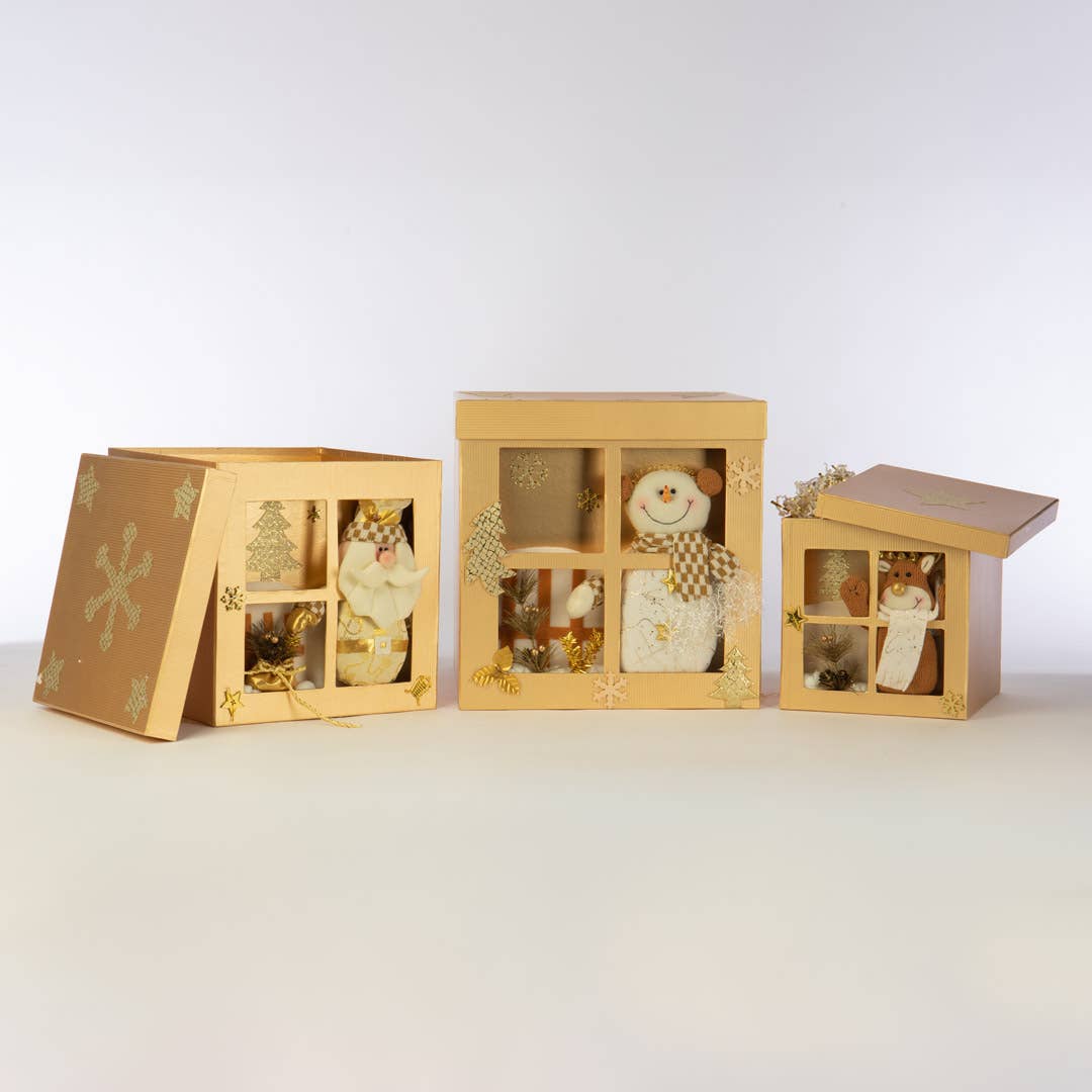 Willow Group - Vente Boîtes décoratives - BOÎTES EMPILABLES PPRBRD S/3SQ, DORÉES4