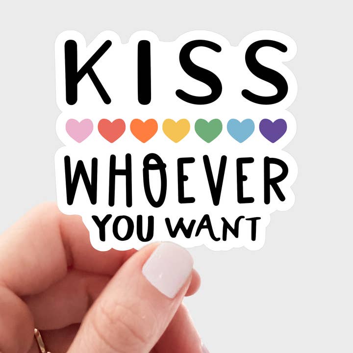 Kiss Whoever You Want Sticker - gay, queer, lesbian, LBGTQ for wholesale by Yarnival