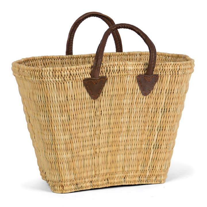 RECT STRAW BAG W/LEATHER SH for wholesale by Willow Group