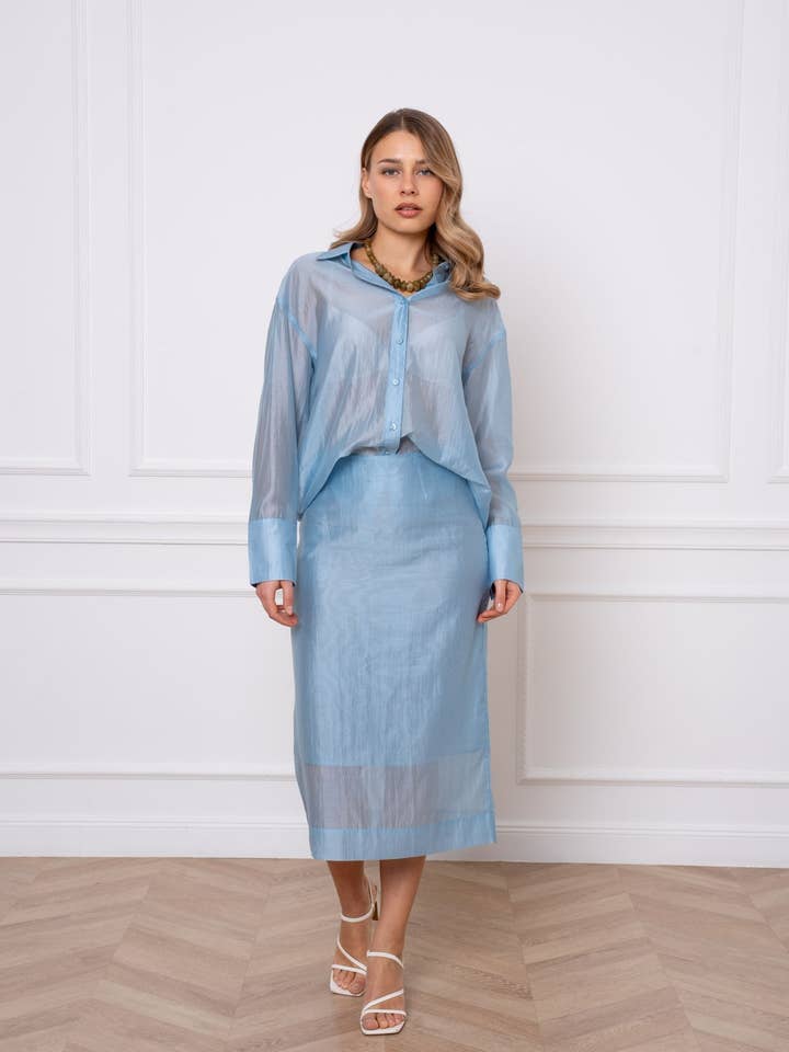 Set med blus och kjol i genomskinlig lyocell för wholesale av jw.atelier