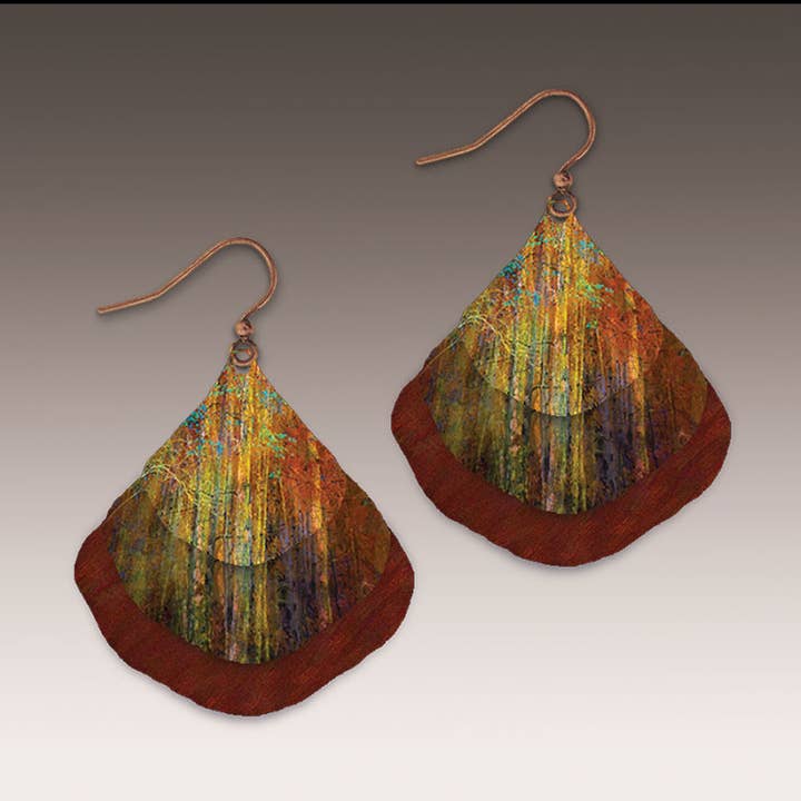 Fall Branches Artistic Gingko Multilayer Earrings for wholesale by Illustrated Light & DC Designs