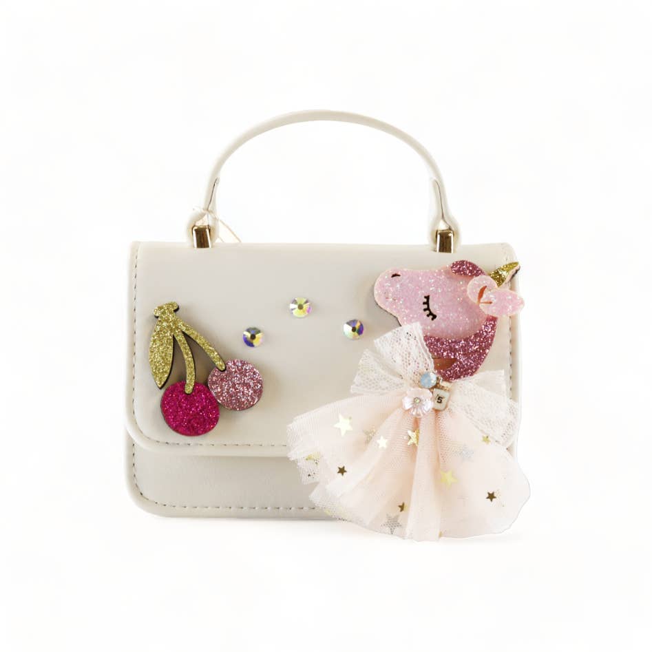 Doe a Dear - Vente Sac à bandoulière – enfant - P15 B1302 Porte-monnaie avec appliqué licorne et cerise (2 couleurs)