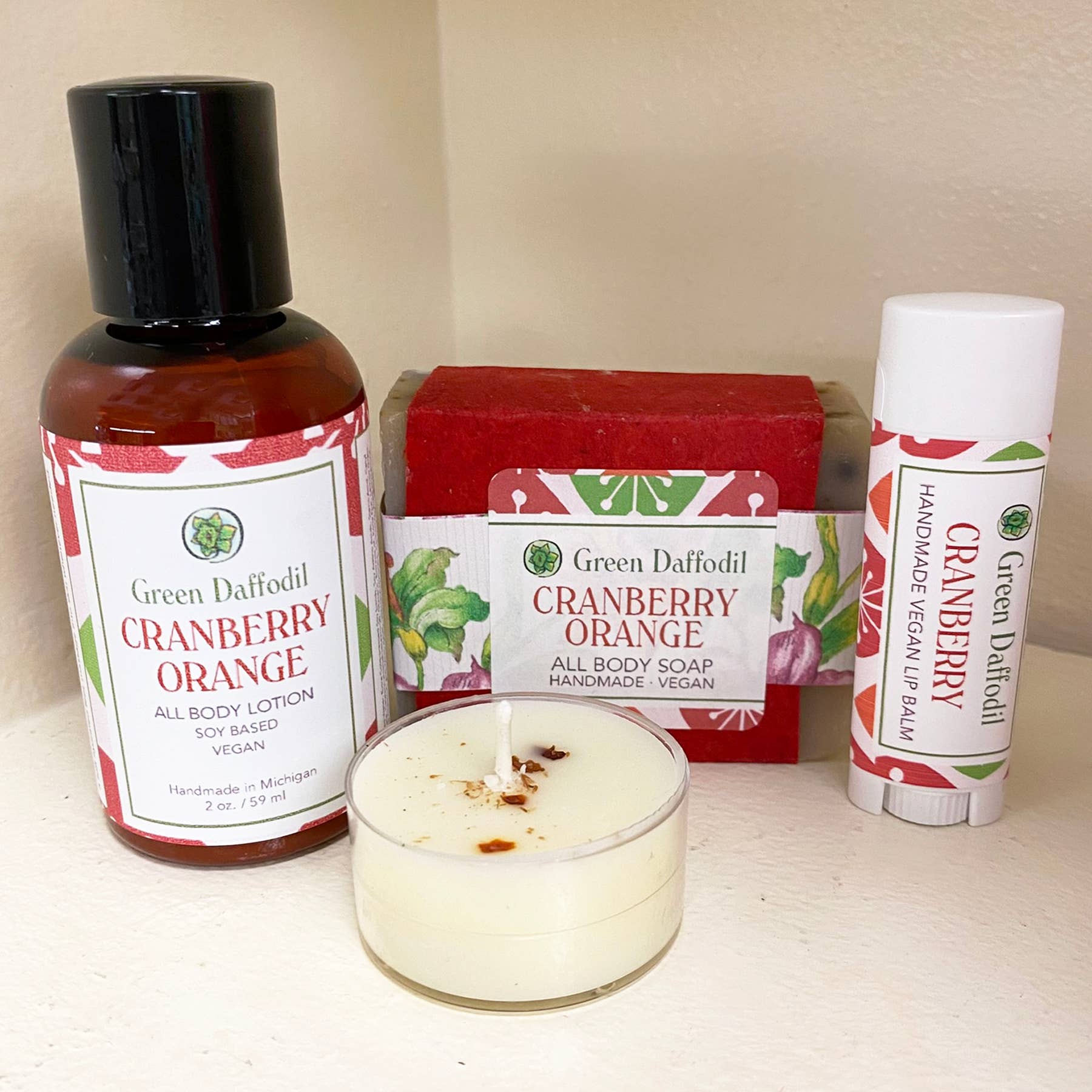 Green Daffodil Bath & Body - Wholesale Bath & Body Set - Cranberry Orange  Organdy Quartet Gift Set - Christmas Gift3