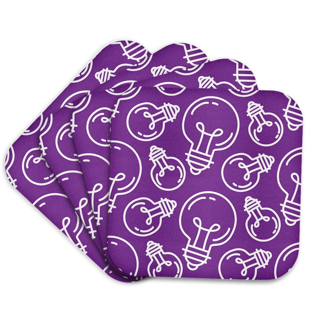 3dRose - Wholesale Coasters - 3dRose, Modern Purple and White Light Bulb Pattern, Coaster7