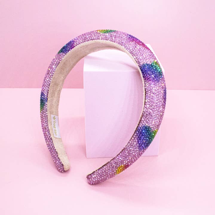 Frog Sac - Wholesale Fashion Headband - Kids - Kids Heart Headband - Padded Rhinestone Hair Band for Girls