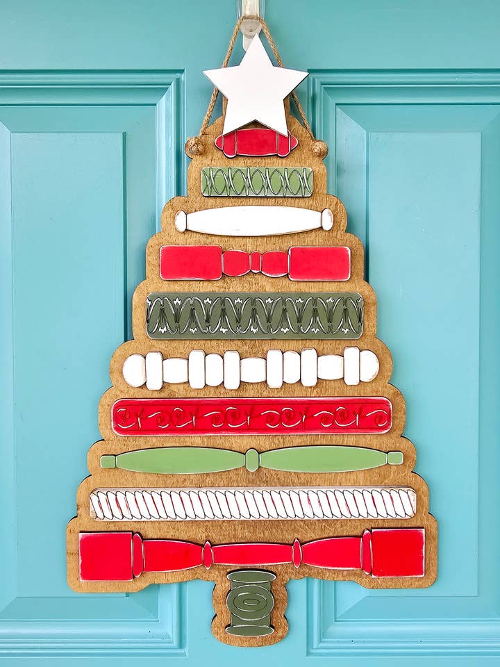 DIY Spindle Christmas Tree Door Hanger for wholesale by Teal Moon Creations
