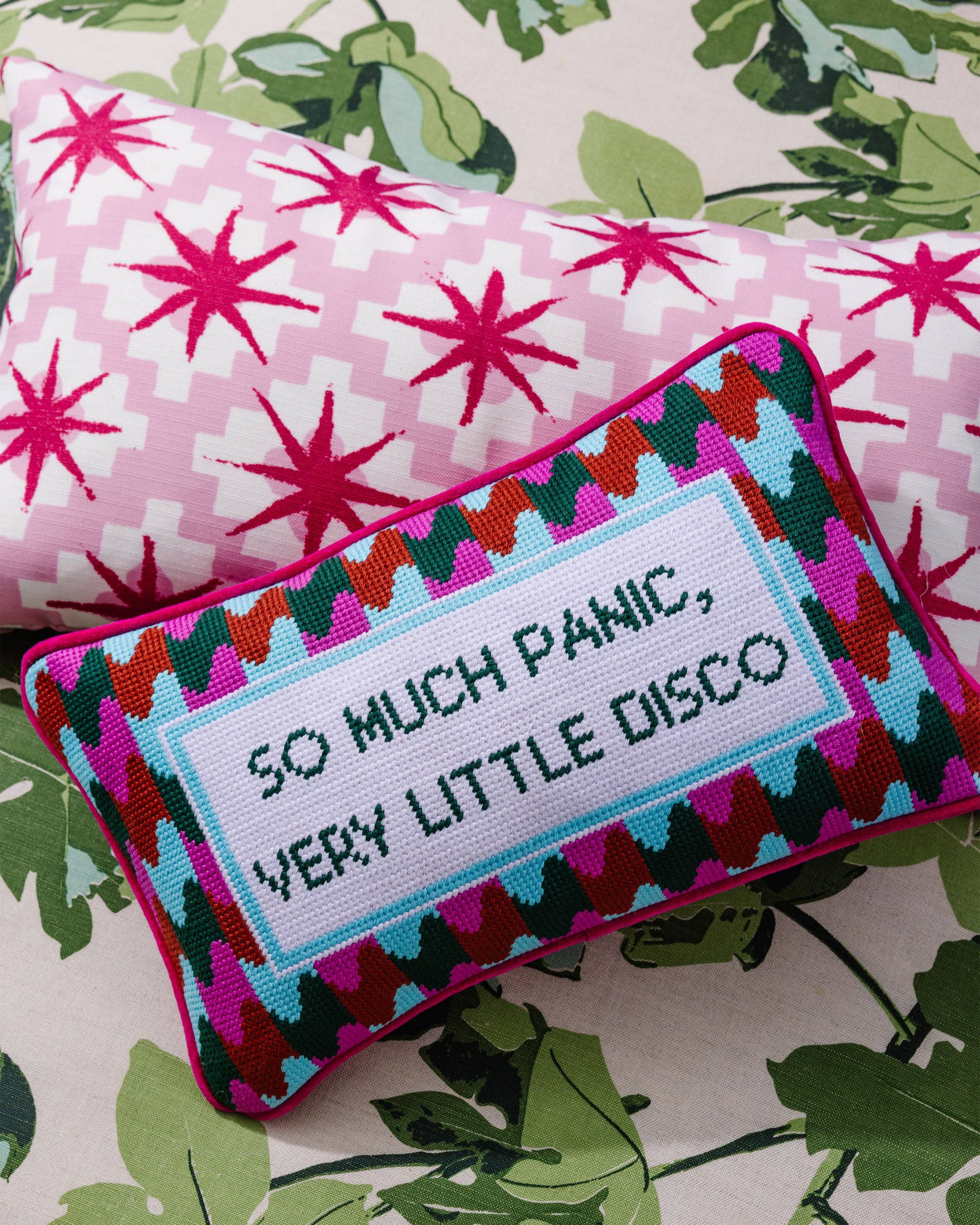 Furbish Studio - Wholesale Throw/Decorative Pillow - Panic at the Disco Needlepoint Pillow2