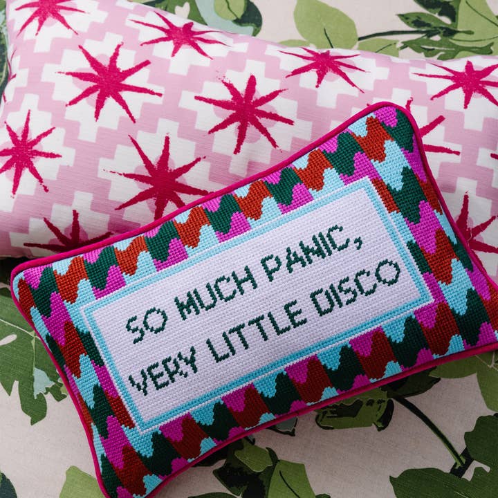 Furbish Studio - Wholesale Throw/Decorative Pillow - Panic at the Disco Needlepoint Pillow2