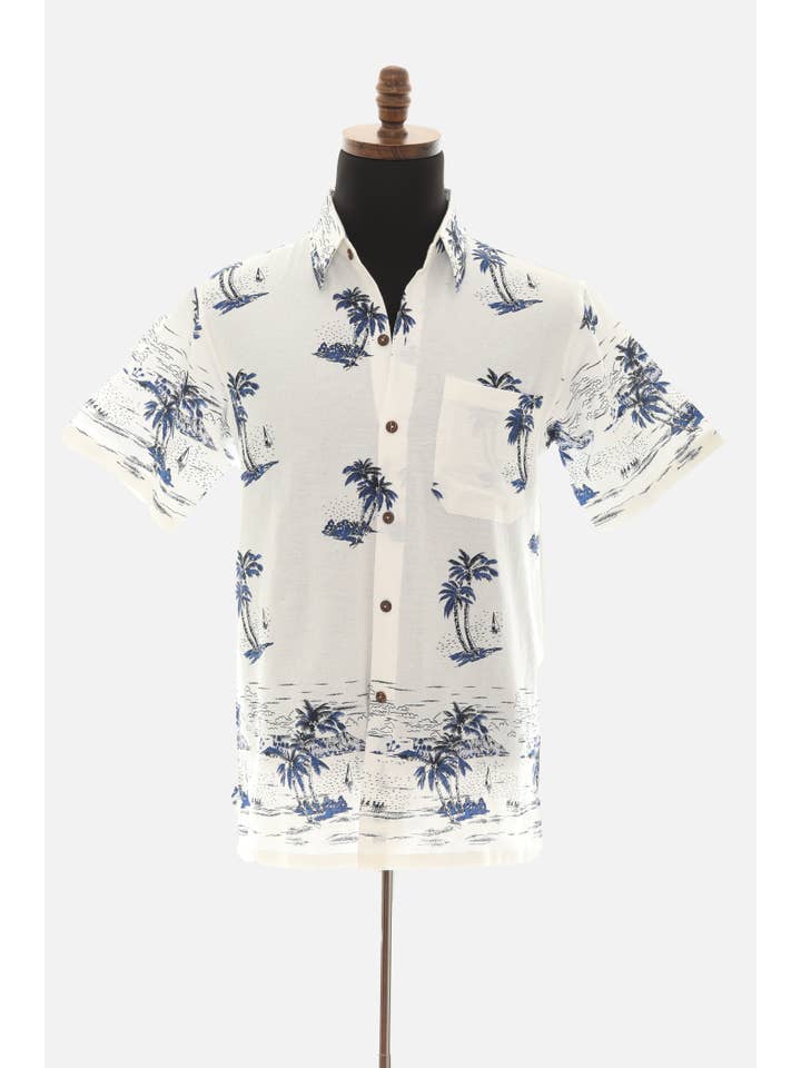 Shoreline Wear. INC – Engroshandel Skjorte med buttondown – Mænd – Thailand-skjorte med fint bomuldspalmetræprint til mænd