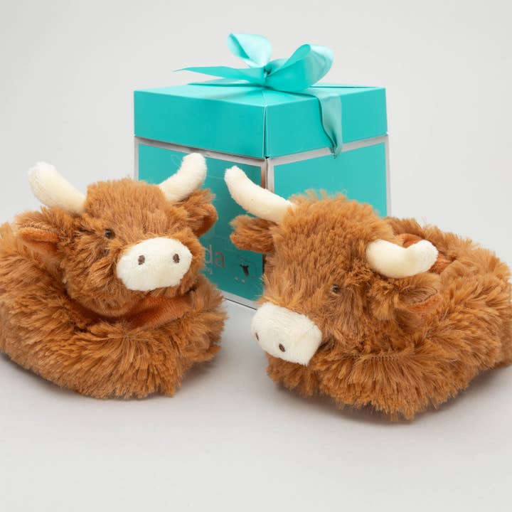 Jomanda Soft Toys & Accessories - Wholesale Slippers - Baby - Horny Highland Cow Plush Baby Soft Slippers House Shoes