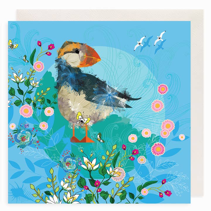 Puffin open card for wholesale by Clear Creations