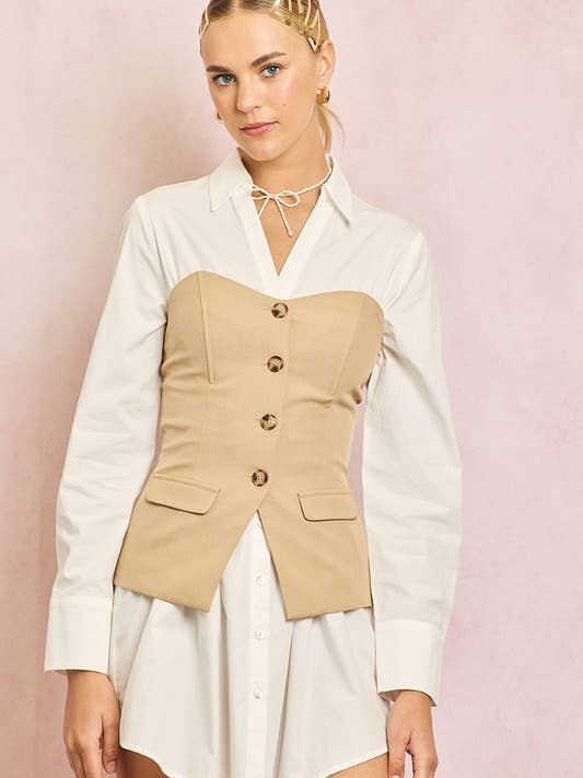 Haut tube à boutons devant pour la vente par ILLA ILLA