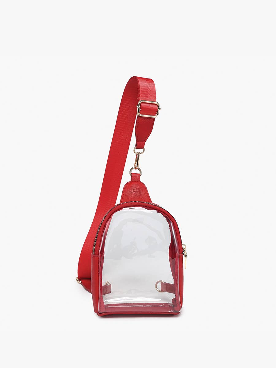 Jen & Co. - Wholesale Crossbody Bag - Women's - M2436CR Ellen Clear Sling Bag w/ Removable Guitar Strap5