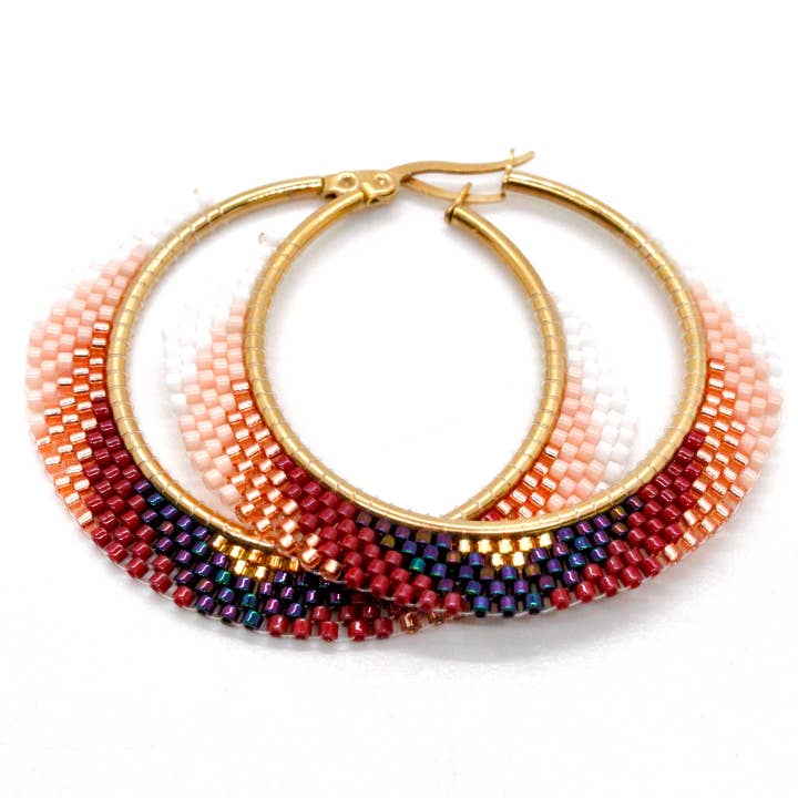 LIZOU – Brincos de argola por atacado – Brincos Retro Miyuki Seed Bead Hoop - Coleção Seeds4