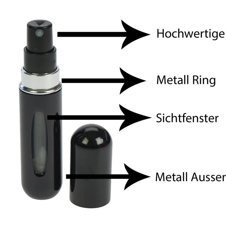 Fantasia R. Espig KG - Venta al por mayor Perfumes/agua de colonia - Atomizador de bolsillo, negro, para 5 ml, con llenado automático.3