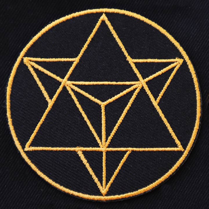 Tribal Trade GmbH - Wholesale Patch - Merkaba Sacred Geometry Star Tetrahedron Gold Patch1