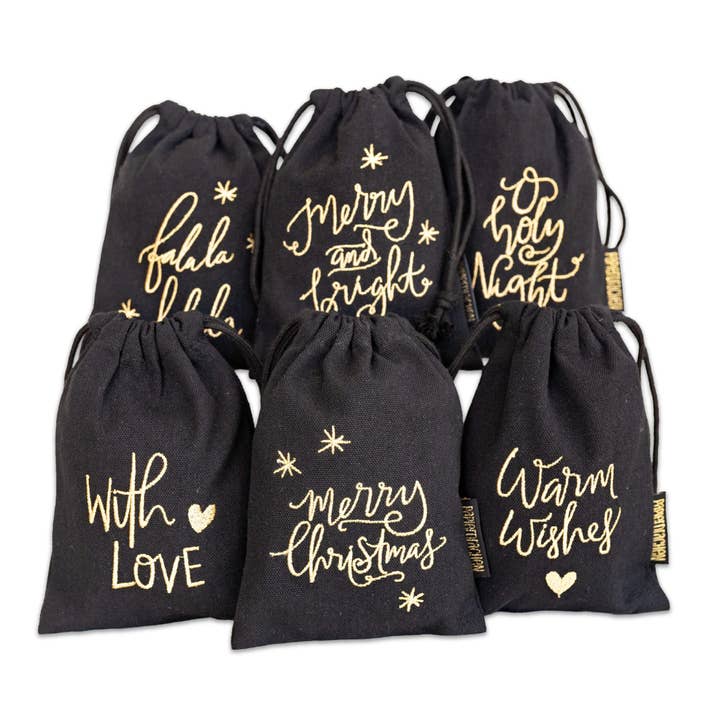 Papierdrachen - Wholesale Gift Bag Set/Pack - Paper Kite 6 Gift Bags Black Gold - Set 27