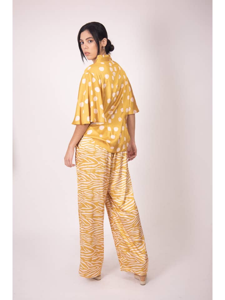 Martha Sevcik – Engroshandel Bukser - Dame – Silke Bukser - Sennep Zebra1