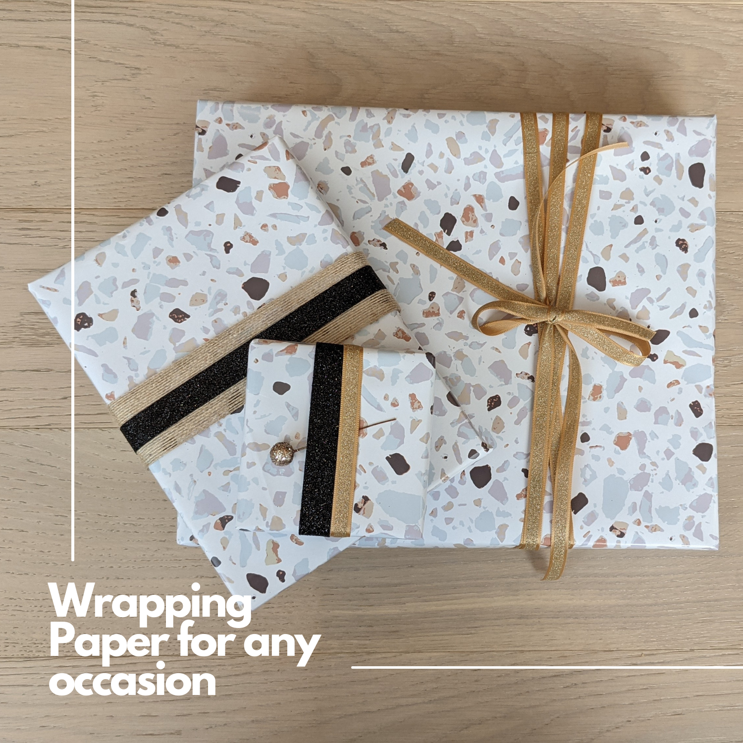 Ofelia & Co. – wholesale Wrapping paper roll – Premium White Terrazzo Wrapping Paper - 24" W x 30' L3
