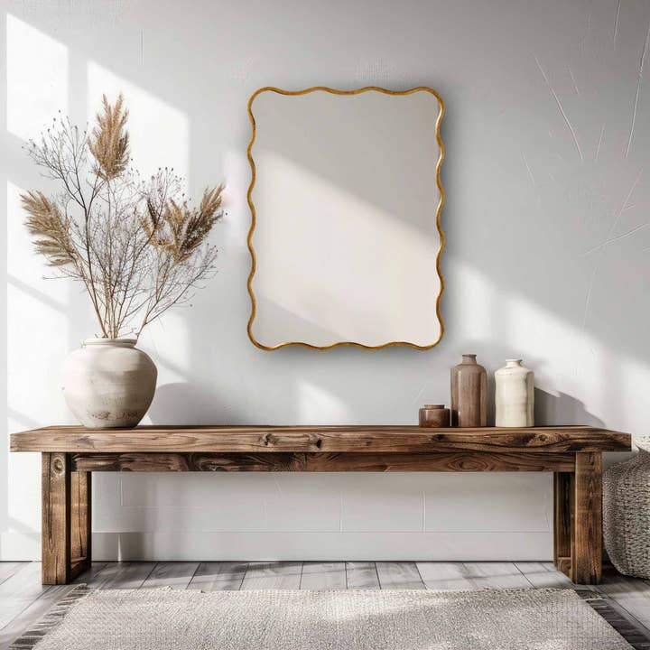 Palmeraies - Wholesale Wall Mirror - Wavy Mirror - Rectangular Antique Brass Mirror3