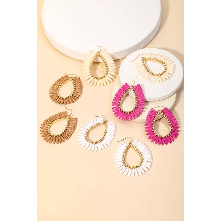 Anarchy Street - Wholesale Hoop Earrings - Raffia Fan Teardrop Earrings
