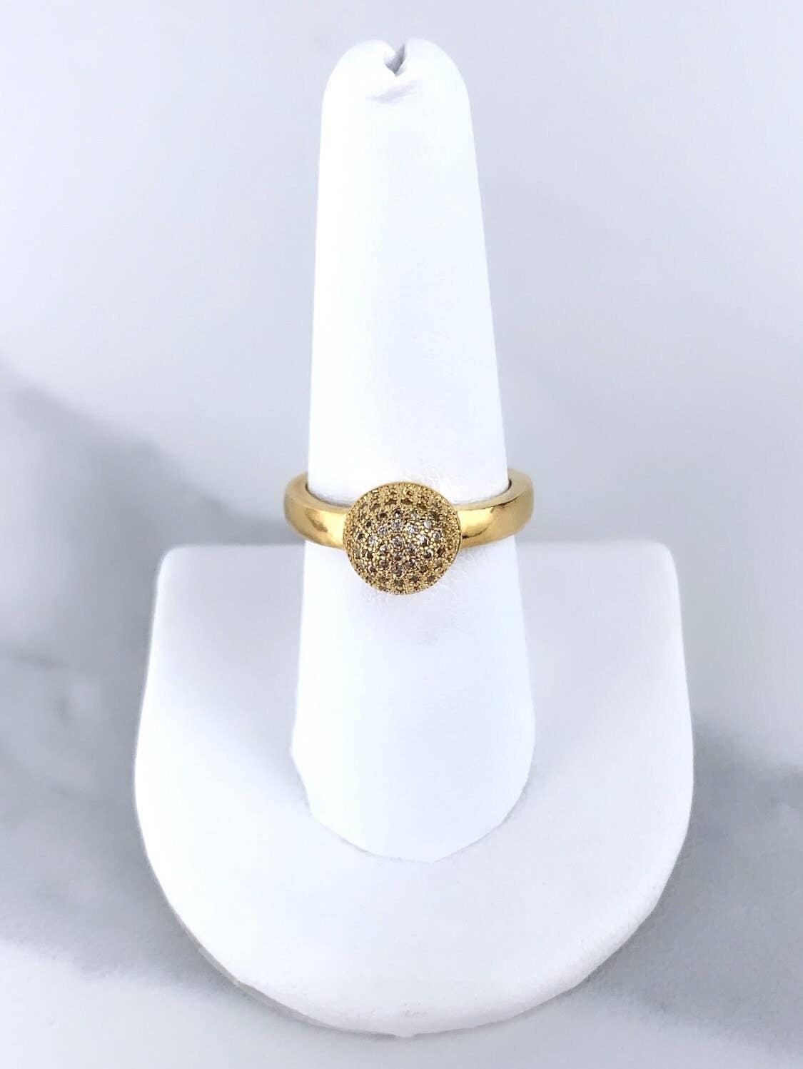 DIJU Jewelry - Wholesale  - 18k Gold Filled Micro Pave Cubic Zirconia Dome Ring Wholesale Jewelry Supplies1