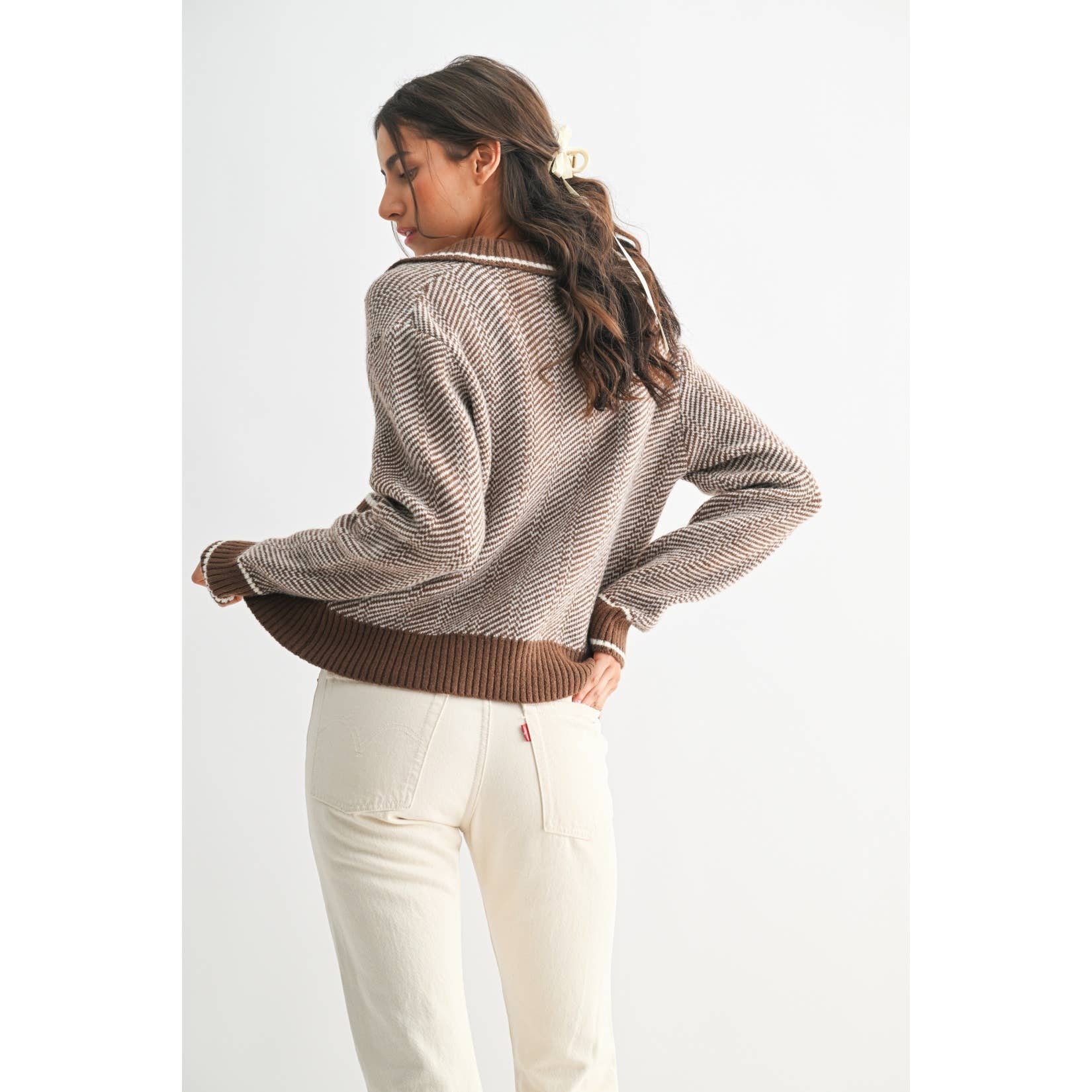 Camellia - Wholesale Knit Sweater - Women's - CW10236E HERRINGBONE KNIT CARDIGAN8