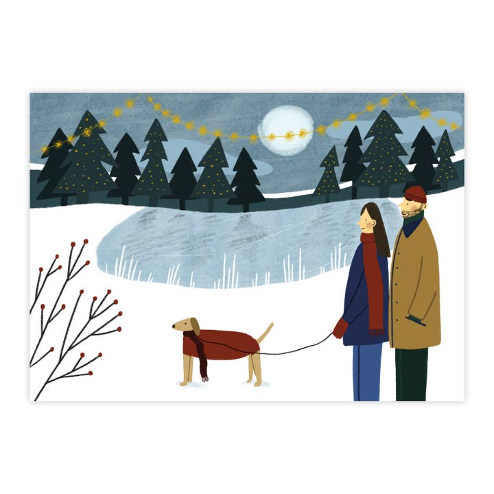 Passear o Cão no País das Maravilhas de Inverno - Cartão de Natal (2022) por atacado de Eline Veldhuisen Illustration