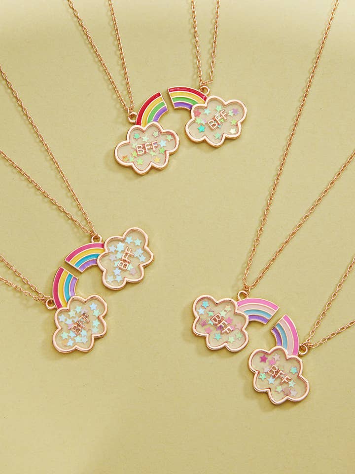 Rainbow With Cloud Bff 2Set Necklace for wholesale by Designature New York