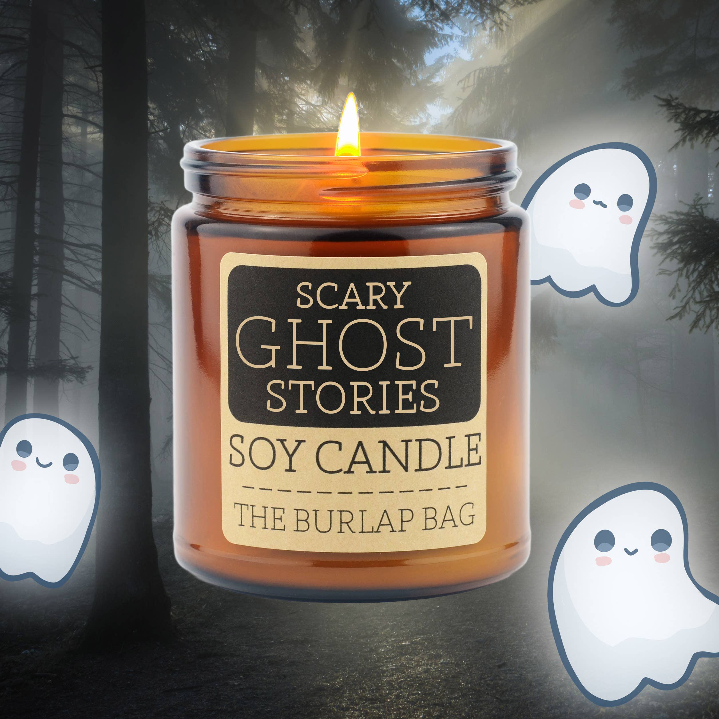 The Burlap Bag - Wholesale Jar/Filled Candle - Scary Ghost Stories - Soy Candle 9oz