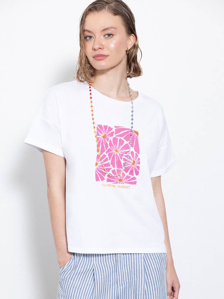 Camiseta con estampado floral (454321-8) para venta al por mayor de Lanidor