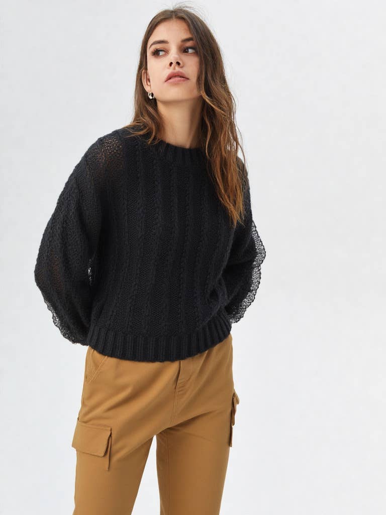 VERY J - Wholesale Knit Sweater - Women's - 12W2901V-Lace Trim Oversized Knit Sweater Top16