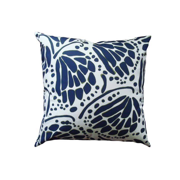 Wings Decorative Throw Pillow in Navy/Moss on Canvas for wholesale by Balanced Design